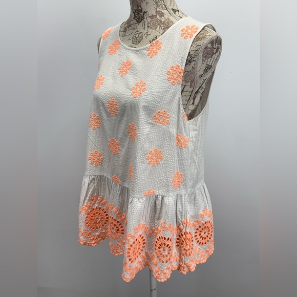 LILLY PULITZER White and Orange embroidered LILLIANA peplum Top size M - Picture 4 of 15